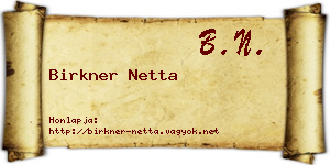 Birkner Netta névjegykártya